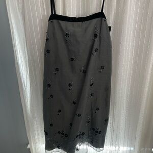 Elegant Black Floral Embroidered Skirt